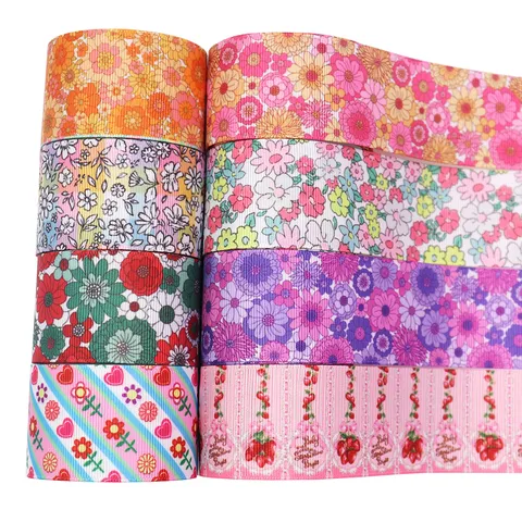Vintage Polyester Grosgrain Ribbon For DIY Handmade Crafts Gift Wrapping Flower Strawberry Pattern Printed Webbing Hair Bow Accessories