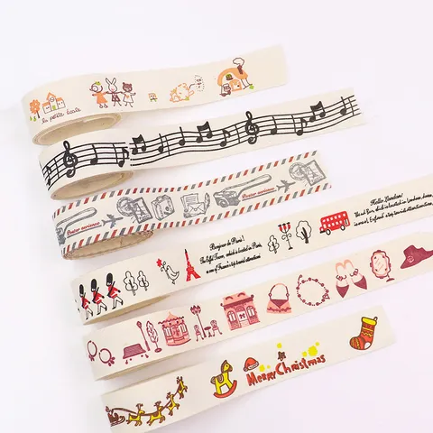 Cotton Linen Printed Ribbon Retro Cartoon Handmade Craft Tape For Hair Bows DIY Accessories Fabric Webbing Gift Wrapping Decorative Straps
