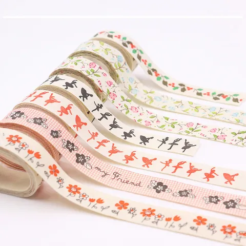 Literary Style Cotton Ribbon For DIY Hair Accessories Bow Making Printed Floral Ballet Dancer Plaid Webbing Gift Wrapping Ribbon