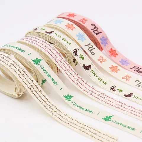 Cotton Linen Vintage Printed Ribbon for DIY Hair Accessories Christmas Snowflake Ribbon Handmade Bow Craft Fabric Tape