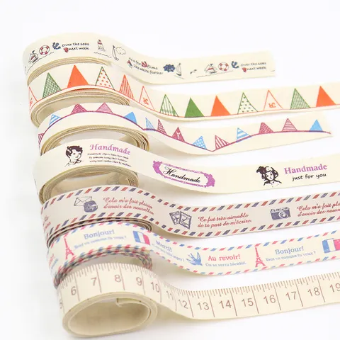 Cotton Printed Ribbon Cute French Vintage Style Craft Ribbon For Hair Bows Gift Wrapping Handmade DIY Decorative Band