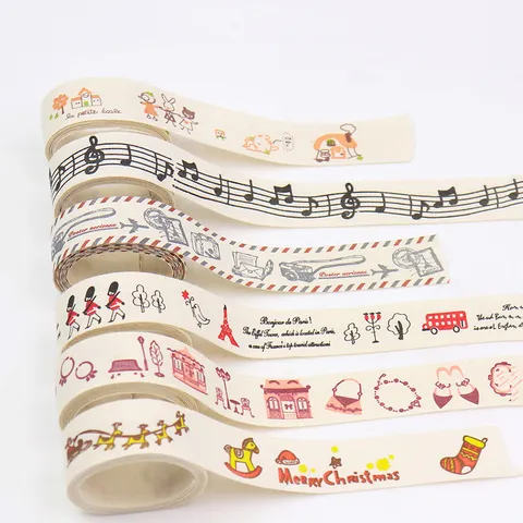 Cotton Linen Printed Ribbon Retro Cartoon Handmade Craft Tape For Hair Bows DIY Accessories Fabric Webbing Gift Wrapping Decorative Straps