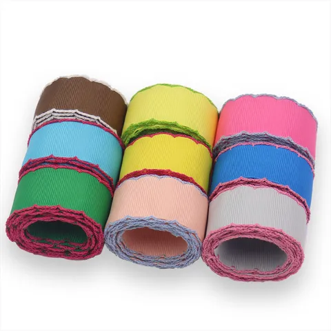 Buntes Ripsband Mit Bogenkante Für DIY Bogen Zubehör Handgemachte Bastelmaterialien Geripptes Band Kleidungsbesatz
