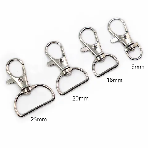 Metal Swivel Lobster Clasp D Ring For Keychain Phone Strap ID Badge Holder DIY Jewelry Making Lanyard Connector Hardware Findings