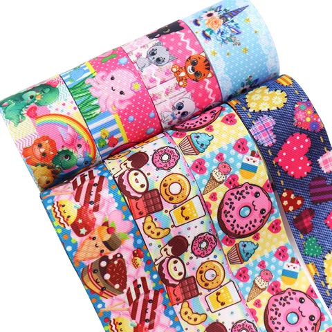 Cartoon Heat Transfer Printed Grosgrain Ribbon For DIY Hair Bows Gift Wrapping Apparel Sewing Polyester Ribbon
