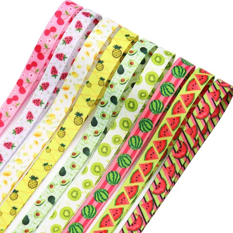 Süß Cartoon Frucht Gestreift Polyester Band Doppelseitig Verdickt Bedruckt Gurtband Für Haarschleife DIY Handwerk Stirnband Telefon Lanyard Accessoire