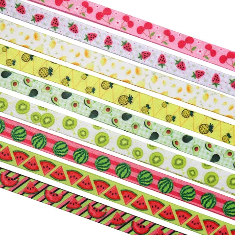 Süß Cartoon Frucht Gestreift Polyester Band Doppelseitig Verdickt Bedruckt Gurtband Für Haarschleife DIY Handwerk Stirnband Telefon Lanyard Accessoire