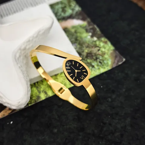 Orologio da Donna a Bracciale Elegante Quadrante Ovale Stile Coreano Oro Acciaio al Titanio Numeri Romani Orologio al Quarzo