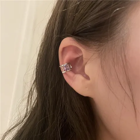 French Minimalist C-Shaped Ear Cuff For Women Non-Piercing Copper Rhinestone Cartilage Clip Earrings Retro Chic Jewelry