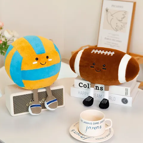 Lindo Juguete de Peluche de Rugby y Voleibol Muñeca de Bola Suave Almohada de Dibujos Animados Regalo de Cumpleaños Decoración