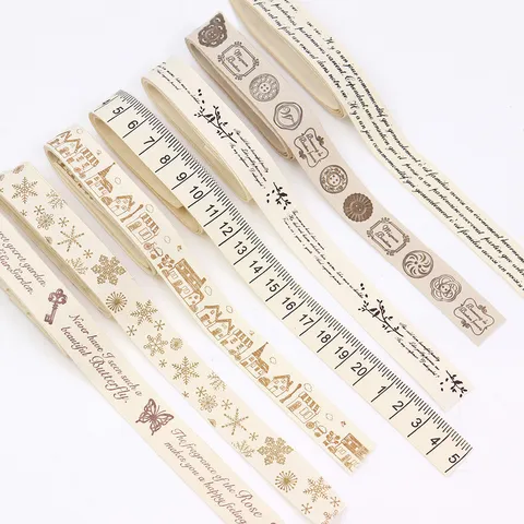 Cotton Linen Ribbon Vintage Literary Printed Decorative Fabric Trim For DIY Hair Bows Gift Wrapping Craft Sewing