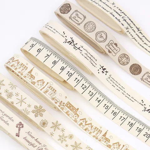 Cotton Linen Ribbon Vintage Literary Printed Decorative Fabric Trim For DIY Hair Bows Gift Wrapping Craft Sewing