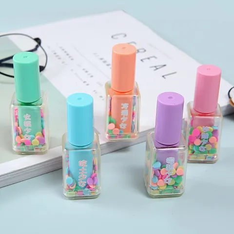 Kreativer Textmarker In Nagellackform Mit Bunten Pailletten Blumen Transparentes Design Studenten Briefpapier Für Die Schule