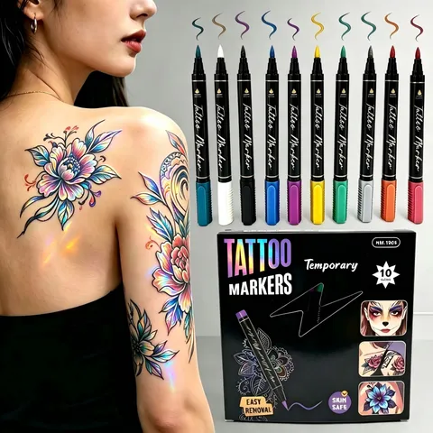 Temporäre Tattoo-Marker Waschbare Acryl-Körpermalstifte Weiche Pinselspitze Hautsicher Mehrfarbige Marker Für Festival-Party