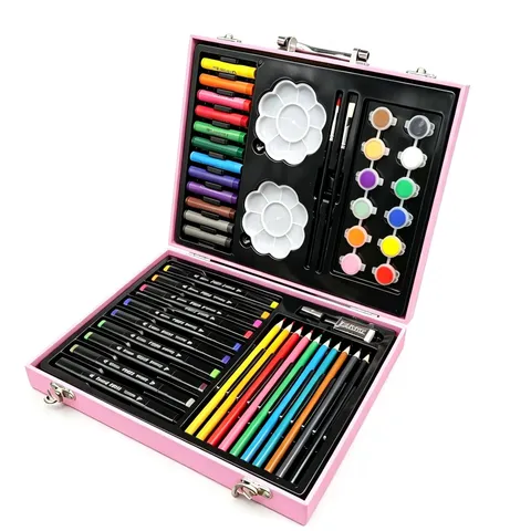 Kids Art Drawing Kit With Unicorn Astronaut Case Watercolor Markers Colored Pencils Painting Tools For Boys Girls Gift