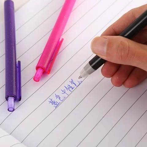 Fresh Retractable Gel Pen Multicolor Glitter Plastic Body Journaling Signature Writing Pen Stationery For School Office Supplies