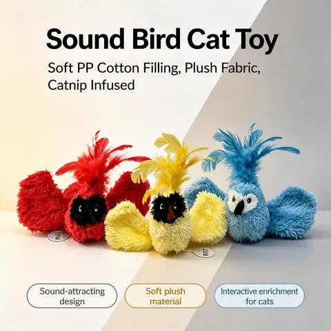 Interactive Cat Toy Realistic Simulation Bird Plush Sounding Chew Toy For Indoor Cats Kitten Play