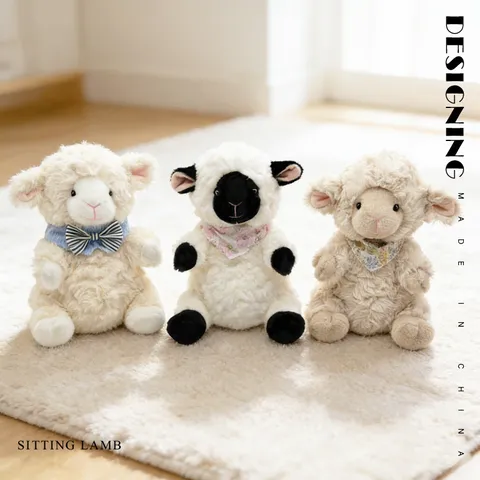 Grazioso Peluche Pecora Cartoon Morbido Animale Imbottito Bianco Agnello Bambola Compagno Bambini Calma Regalo Di Compleanno Per Ragazze