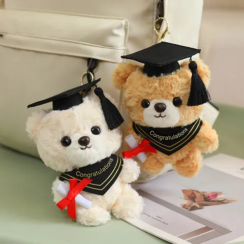 Cartoon Afstudeerbeer Pluche Speelgoed Hanger Zachte Knuffel Dokter Beer Pop Sleutelhanger Tas Hangend Ornament Cadeau