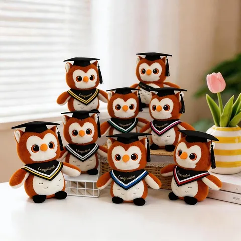 Cartoon Graduation Owl Plush Toy Doctor Hat Stuffed Animal Doll Cute Graduation Gift For Students Kids