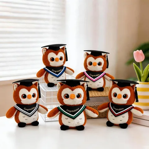 Cartoon Graduation Owl Plush Toy Doctor Hat Stuffed Animal Doll Cute Graduation Gift For Students Kids