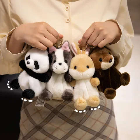 Mignonne Poupée En Peluche D'Animal Parfumée Dessin Animé Lion Écureuil Lapin Chien Panda Pendentif Porte-Clés Sac Ornement Cadeau