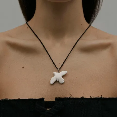 Trendy Keramiek Vredesduif Hanger Ketting Voor Vrouwen Elegante Kunstparel Truiketting Verstelbare Riem Koord Accessoire