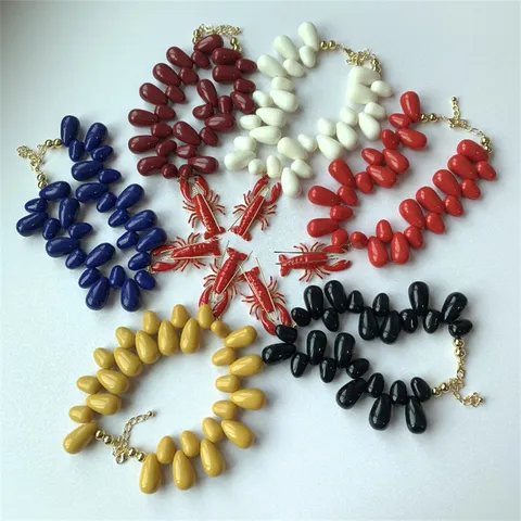 Kreeft Hanger Hars Acryl Traan Kraal Sleutelbeenkraal Uniek Dierlijk Ontwerp Handgemaakte Hiphop Halssieraden Voor Vrouwen