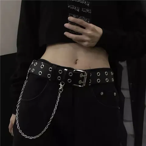 Punk Style PU ÄåñìÜíéíç Æþíç Ãõíáêþí Áíäñþí ÄéðëÞ Îïýëá Æþíç ÌÝóçò ìå Áöáéñïýìåíç ÌåôáëëéêÞ Áëõóßäá Ìüäá Streetwear Jeans Æþíç