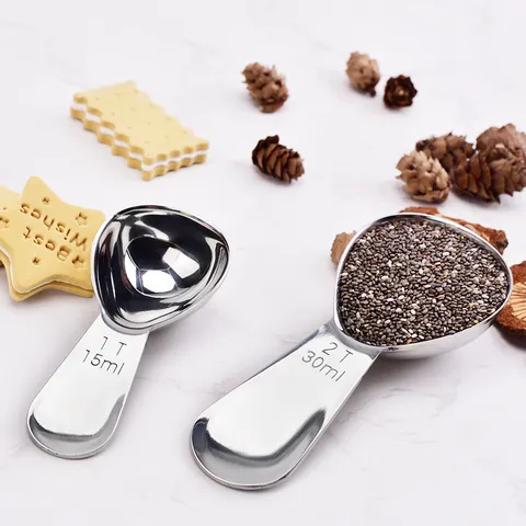 Stainless Steel Measuring Spoon Set With Clear Scale Baking Tools For Coffee And Milk Powder Kitchen Cooking Gadgets