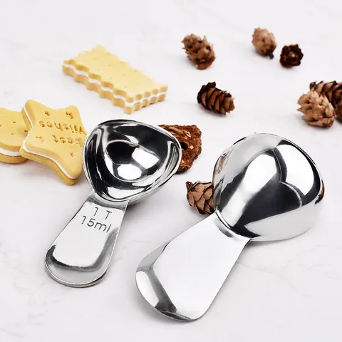 Stainless Steel Measuring Spoon Set With Clear Scale Baking Tools For Coffee And Milk Powder Kitchen Cooking Gadgets