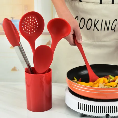 Silicone Kitchen Utensils Heat Resistant Non Stick Cooking Tools With Storage Box Kitchen Gadgets Accessories