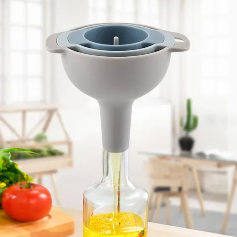 Juego de Embudos de Plástico PP para Hogar Cocina Multifuncional Aceite Mermelada Embudo de Filtrado Diseño Anidado Herramienta de Cocina