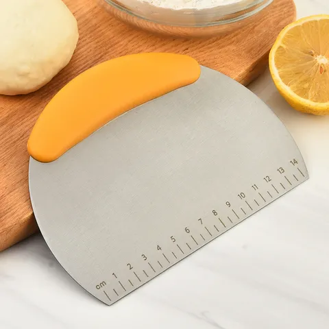 Stainless Steel Bench Scraper And Food Chopper Dough Cutter With Measurement Scale And Non Slip Handle For Baking Pastry