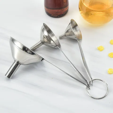 Juego de Embudos de Acero Inoxidable Herramienta de Cocina Embudo de Aceite Con Mango Embudo Cónico de Vino