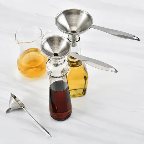 Juego de Embudos de Acero Inoxidable Herramienta de Cocina Embudo de Aceite Con Mango Embudo Cónico de Vino