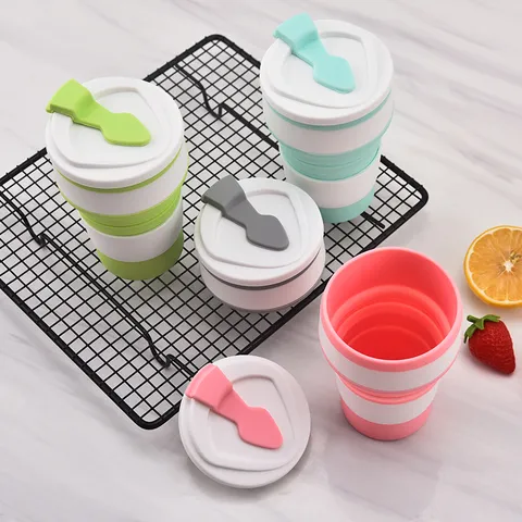 Outdoor Travel Portable Silicone Collapsible Water Cup Compressible Telescopic Coffee Cup Folding Drinking Mug