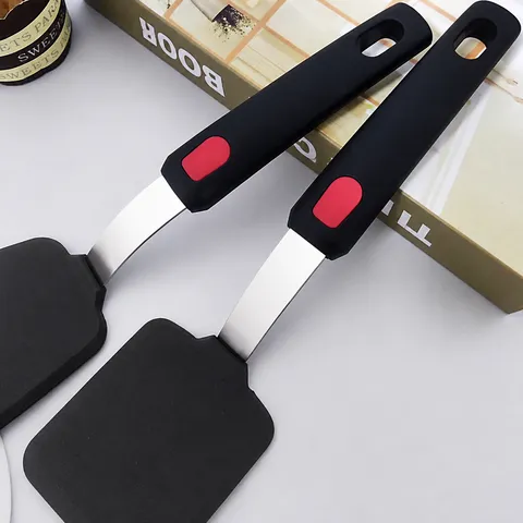 Silicone Kitchen Spatula Nonstick Heat Resistant Stainless Steel Turner Tool For Cooking Baking
