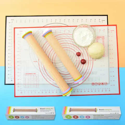 Baking Flour Mat Set Stainless Steel Adjustable Rolling Pin With Graduated Silicone Flour Mat Kitchen Baking Tools