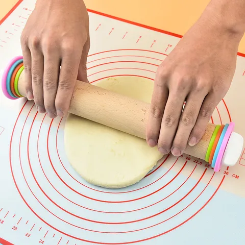 Baking Flour Mat Set Stainless Steel Adjustable Rolling Pin With Graduated Silicone Flour Mat Kitchen Baking Tools