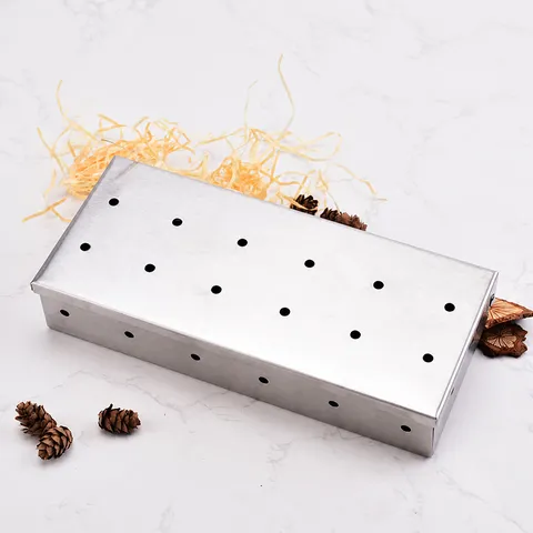 Stainless Steel BBQ Smoker Box Heavy Duty Wood Chips Smoking Box For Outdoor Grill Barbecue Cooking Tool