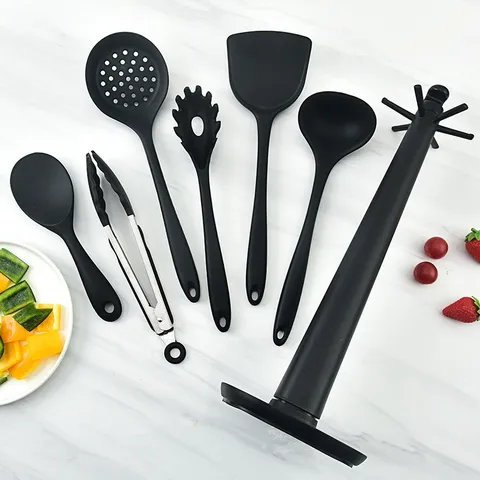 Silicone Kitchen Utensil Set Heat Resistant Non-Stick Cooking Tools Spatula Soup Spoon Pasta Server Food Tongs Kitchenware