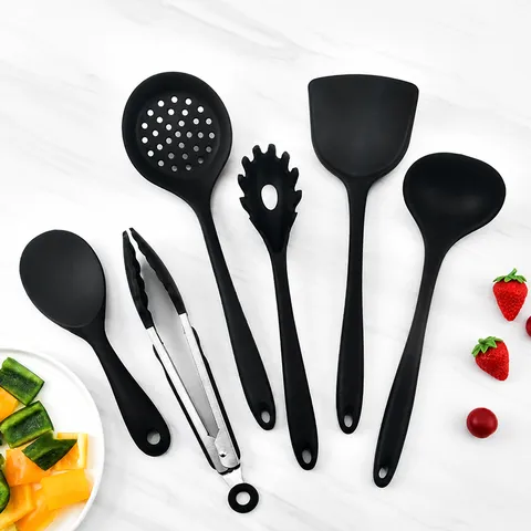 Silicone Kitchen Utensil Set Heat Resistant Non-Stick Cooking Tools Spatula Soup Spoon Pasta Server Food Tongs Kitchenware