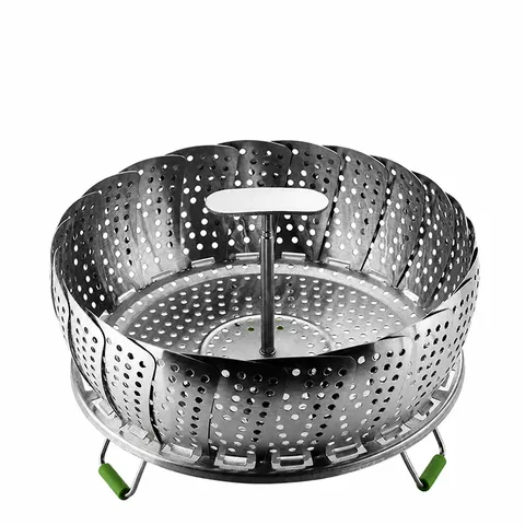 Stainless Steel Folding Steamer Basket Telescopic Steam Rack With Handle For Cooking Vegetables Kitchen Cookware
