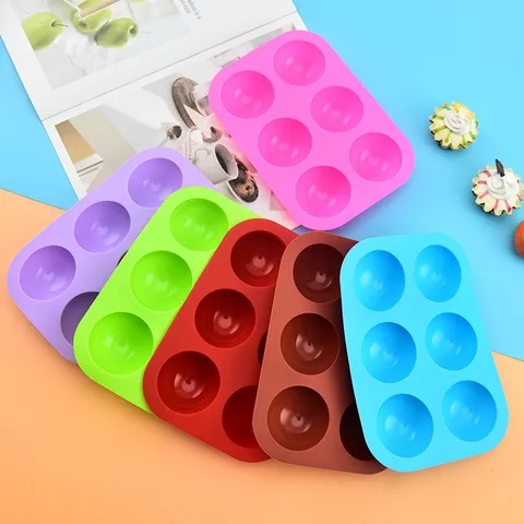 6 Cavity Silicone Ice Ball Maker Mold Half Sphere Chocolate Cake Molds DIY Kitchen Baking Tool Multi Color