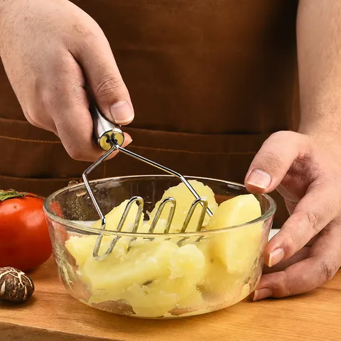 Stainless Steel Potato Masher Wavy Wire Potato Ricer Food Masher Heavy Duty Kitchen Tool For Baby Food Making Mashing
