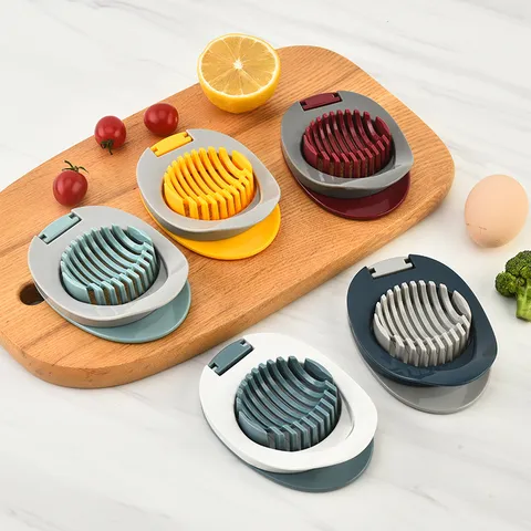 Household Plastic Egg Slicer Stainless Steel Wire Egg Cutter Kitchen Gadget Multi Color Food Slicing Tool