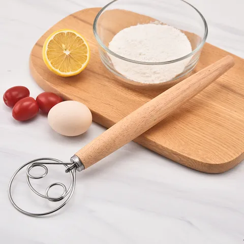 Edelstahl Dänischer Teigbesen Mit Holzgriff Mehlmixer Brot Mischen Werkzeug Für Küche Backen Gadget