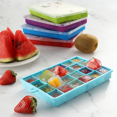 Silikon Eiswürfelschale Mit Deckel Quadratische Eisblock Form Eisbereiter Für Küche Haus Kalte Getränke Cocktail Zubehör