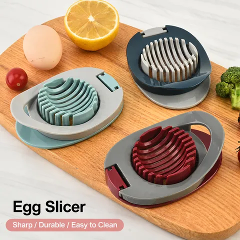 Household Plastic Egg Slicer Stainless Steel Wire Egg Cutter Kitchen Gadget Multi Color Food Slicing Tool
